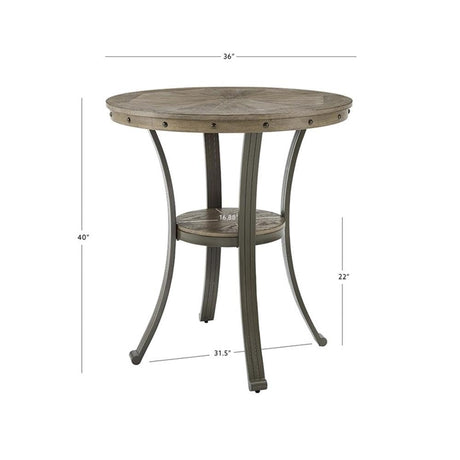 Powell - Linon Franklin Metal and Wood Pub Table in Pewter Powell