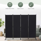 RANTILA 4 Panel Room Divider, 6 FT Folding Privacy Screen with Wide Feet, Freestanding Partition for Room Separation, Portable Room Divider Panel, 89" W x 71" H, Black RANTILA