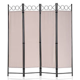 4 Panel Room Dividers Folding Privacy Screens, 68 Inch Tall Steel Frame & Fabric Surface Room Seperating Wall Divider, Portable Freestanding Room Partitions for Living Room Bedroom, Tan Dkelincs