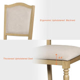 WAMPAT 7 Piece Dining Table Set, Rectangular Table for 6-8, 6 Dining Chairs with Upholstered Back & Rubber Wood Legs, Kitchen Table with Chairs for Dining Room, Oak WAMPAT