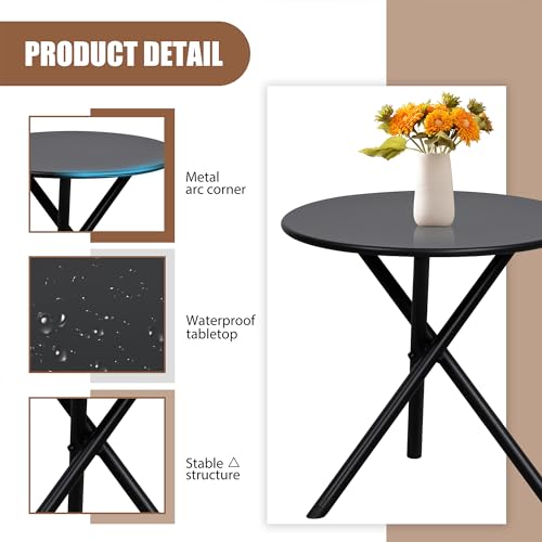 Shintenchi 3 Piece Outdoor Rocking Bistro Set, Textilene Fabric Small Patio Furniture Set, Front Porch Rocker Chairs Conversation Set with Table for Lawn, Garden, Balcony, Poolside (Black) Shintenchi