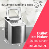 Frigidaire Compact Countertop Ice Maker, Makes 26 Lbs. of Bullet Shaped Ice Cubes Per Day, Silver Stainless Frigidaire