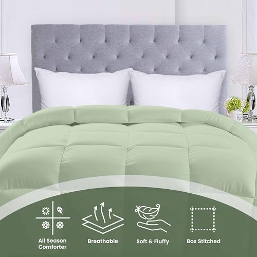 Utopia Bedding Comforters Twin Size, All Season Duvet Insert, Down Alternative Box Stitched Bed Comforter with Corner Tabs, Machine Washable (Sage Green) Utopia Bedding