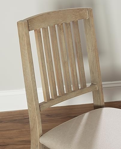 Linon Keira Wooden Folding Chair Upholstered Seat and Mission Back Set of 2, Dining Height, Rustic Natural & Beige Linon