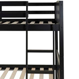 Linon Howell Black Solid Wooden Twin Over Twin Bunk Bed with Ladder Linon