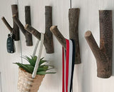 Tsnamay 8Pcs Real Wood Tree Branch Wall Hook, Farmhouse Rustic Decorative Wooden with Bark Trunk Thickness 2cm-3cm with Screw Tsnamay