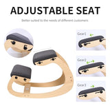 Ergonomic Kneeling Chair Adjustable Rocking Knee Chair Posture Chair for Desk,Wood Grey Home Office Kneeling Stool and Kneel Chair FDHUIJIA
