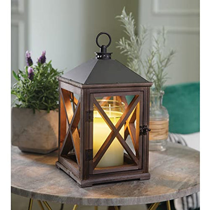 CANDLE WARMERS ETC Wooden Farmhouse Candle Warmer Lantern for Top-Down Candle Melting, Weathered Espresso - WoodArtSupply