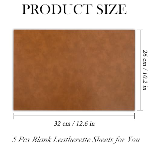 5 Pack Laserable Leatherette Sheet Faux Leather Laser Engraving Leather Blank Hat Patches with Heat Press Adhesive for Laser Engraving DIY Hat Cap Beanie UV Printing Craft Supplies (Bourbon Brown) GrliTra
