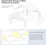 Kecreque Carport 20x20 Party Tent Heavy Duty Canopy Waterproof Outdoor Storage Shelter Portable Garage w/Removable Sidewall Windows Canopy Tent for Wedding Event Backyard Barbecues Parties, White Kecreque
