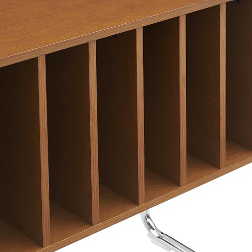 Crosley Furniture Lily Record Player Stand with Vinyl Storage, Stores up to 90 Records, Turntable Stands, Walnut Crosley Furniture