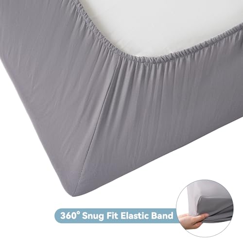 Cot Sheets 31" x 75", Cot Fitted Sheet for Narrow Twin/RVs Bunk/Camper Bunk/Guest Beds/Army Cots/Trifold Mattress/Travel Size Mattress, Shrinkage & Stain Resistant Cot Size Cover, Gray JQCOVEI