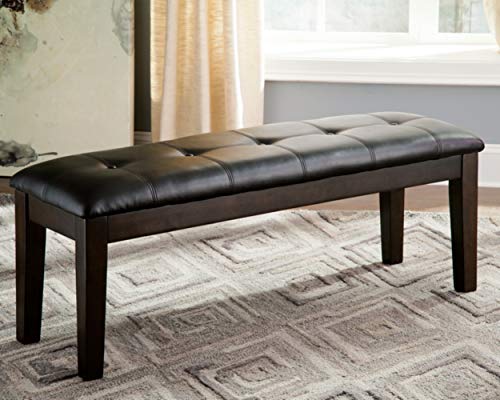 Signature Design by Ashley Haddigan Traditional Upholstered Dining Room Bench, Dark Brown - WoodArtSupply