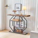 MAHANCRIS Entryway Table, Industrial Console Sofa Table with Storage, Narrow Accent Table for Living Room, Entry, Hallway, Entrance, Foyer, Rustic Brown CTHR28001 MAHANCRIS
