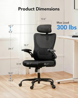 HUANUO Ergonomic Office Chair, High Back Computer Desk Chair with Adjustable Lumbar Support and Headrest, Comfy Gaming Chair with 3D Armrests, Home Office Rolling Chair, Max Load 300 lbs HUANUO