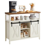 VASAGLE Buffet Cabinet, Coffee Bar Storage Cabinet, Sideboard with 2 Sliding Barn Doors, Adjustable Shelves, 13 x 39.4 x 31.5 Inches, for Living Room, Rustic White and Honey Brown ULSC092W01 VASAGLE