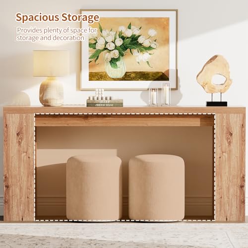 70.9 Inch Extra Long Console Table, Farmhouse Entryway Table with Thickened Base, Wood Sofa Table Behind Couch Table, Narrow Entryway Accent Table for Living Room, Hallway, Entrance, Foyer, Brown karlott