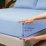 Mejoroom Queen Sheet Set - Hotel Luxury 1800 Sheets & Pillowcase Sets - Extra Soft Bed Sheets - Deep Pocket Fitted Sheet, Breathable, Wrinkle & Fade Resistant - 4 Piece (Queen,Light Blue) Mejoroom