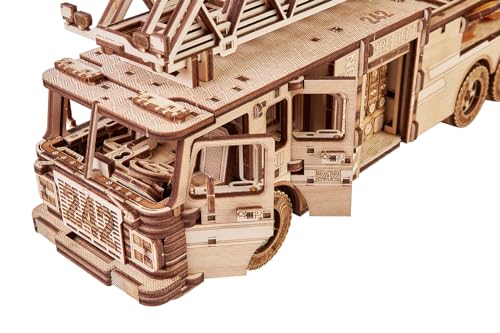 Wood Trick Rescue Firetruck Wooden 3D Puzzles for Adults and Kids to Build - Rides up to 20 ft - Wooden Models Engineering DIY Project Mechanical 3D Wood Trick