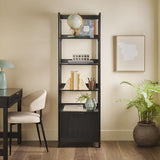 Walker Edison Modern Narrow Open Bookshelf with Drawer – 22 Inch, One-Drawer Black Walker Edison