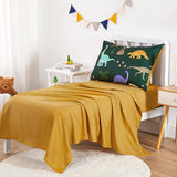 Wake In Cloud - Toddler Bedding Set for Boys, 4 Pieces Soft Crib Bed Set Including Comforter, Fitted Sheet, Flat Top Sheet and Pillowcase, Colorful Jurassic Dinosaur Volcano, Dark Green Wake In Cloud