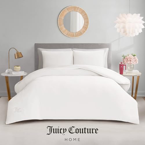 Juicy Couture Angel White Velour Full/Queen Comforter Set - 3 Piece Luxury Bedding Ensemble Juicy Couture