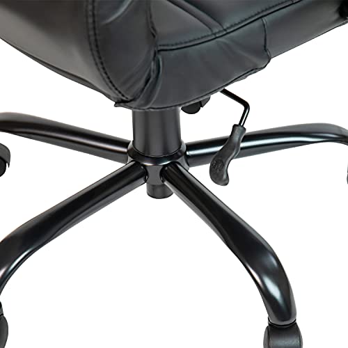 Flash Furniture Whitney High-Back Swivel LeatherSoft Desk Chair with Padded Seat and Armrests, Adjustable Height Padded Office Chair, Black Flash Furniture