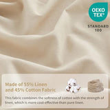 Simple&Opulence Belgian Linen Sheet Set Solid Color - 4 Pieces (1 Flat Sheet, 1 Fitted Sheet & 2 Pillowcases) Natural Flax Cotton Blend Soft Breathable Farmhouse Bedding - Full Size, Linen/Beige Simple&Opulence