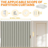 AJAZZ 100% Blackout Accordion Room Divider Curtains - with Flexible Ceiling Track Total Privacy Sound Proof Curtains Suitable for Bedroom Patio Sliding Door(Grey, W100 x L84, 1 Pack) AJAZZ
