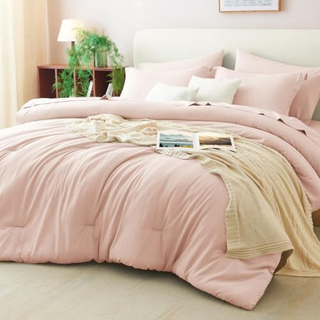 CozyLux Full Size Comforter Sets Blush Pink, 7 Pieces Bed in a Bag Full Comforter Set with Sheets, Luxury Bedding Set with Down Alternative Comforter, Fitted Sheet, Flat Sheet, Pillowcases & Shams CozyLux