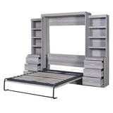 Merax Full Size Murphy Bed with Storage Shelves and Drawers, Full Size Murphy Bed Cabinet, Wood Wall Hidden Beds for Teens or Adults, No Box Spring Needed, Gray Merax