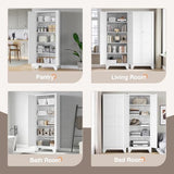 Yizosh Metal Pantry Cabinet, 75" Kitchen Pantry with 2 Door and 4 Adjustable Shelves,White Metal Pantry Storage Cabinet,Cupboard for Kitchen,Dining Room,Living Room and Bathroom Yizosh