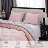 NexHome Twin Comforter Set Pink&Grey,2 Pieces Lightweight Comforters Twin Size Reversible Bedding Comforters Sets,Down Alternative Comforter Bed Set Quilt Blanket(68x88In Comforter & 1 Pillowsham) NexHome