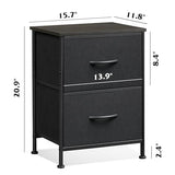 WLIVE Black Night Stand, Small Dresser with 2 Drawers & Wooden Top, Nightstand with Fabric Bins, Bedside Table End Table for Bedroom, Closet, Entryway, College Dorm, Charcoal Black WLIVE
