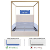 DGSPVCT Queen Size Metal Canopy Bed Frame, Upholstered Platform Bedframe with Tall Headboard and Four Poster, Modern Luxury Corduroy Low Profile Bed Frames, No Box Spring Needed/Minimalism, Beige Gold