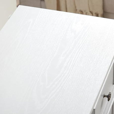 Ball & Cast Farmhouse 6 Drawer Dresser, Chest of Drawers with Vintage Carved Flower Handle and Wood Grain Tabletop, Anti-Tipping Design,31.5" Wide Storage Organizer for Bedroom, Living Room,White Ball & Cast