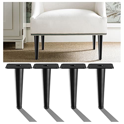 Generic Set of 4 Black Furniture Legs Straight Tapered Metal Sofa Legs, Replacement Heavy Duty Support Feet, for Sofa Couch Table Chair Cabinet Armchair TV Stand (35cm/13.78in) (Black 72cm/28.35in) WoodArtSupply
