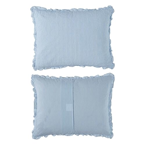 Laura Ashley - Quilt Set, Super Soft Bedding with Matching Sham, Casual Home Decor (Oxford Stripe Blue, Full/Queen) Laura Ashley
