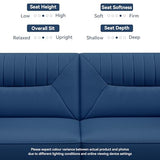 AMICLIBER Futon Sofa Bed,75.8" Linen Fabric Comfy Futon Couch Bed,3 Seater Convertible Sleeper Sofa with Adjustable Backrests,Modern Folding Loveseat for Living Room,Office,Apartment,Bedroom,Blue AMICLIBER