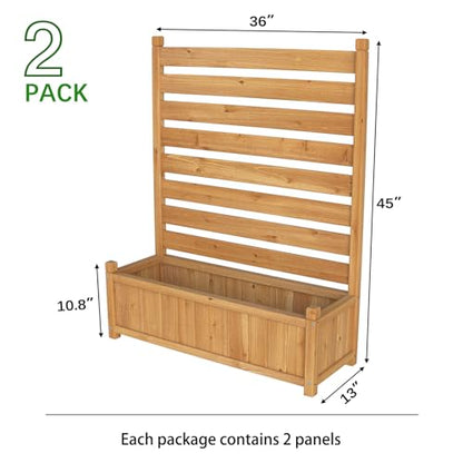 GDLF Air Conditioner Fence Outdoor Wood Privacy Screen with Planter Box for Trash Can Pool Equipment No-Dig Kit 36" W x 45" H （2 Panels） - WoodArtSupply