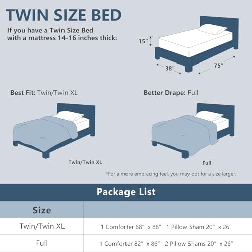 CozyLux Full Size Comforter Set - 3 Pieces Blue Soft Luxury Cationic Dyeing Bedding Comforter for All Season, Breathable Lightweight Fluffy Bed Set with 1 Comforter and 2 Pillow Shams CozyLux