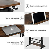 Hadulcet Mobile Standing Desk Adjustable Height, Rolling Desk Stand Up Desk, Mobile Laptop Desk, Rolling Computer Desk with Charging Station, Portable Desk with Wheels, Rustic Brown Hadulcet