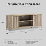 OAKHAM HOME Fluted TV Stands for Living Room, Heavy Duty Entertainment Center with Storage, Mid Century Modern Television Stands for 50/55/60/65 TV, Oxford Media TV Console (Sunwashed Ash Oak) OAKHAM HOME