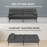 COMHOMA Convertible Sofa Bed,72″Fabric Couch with Adjustable Backrest,Loveseat Recliner Sleeper Living Room Furniture futon Set (Black) COMHOMA