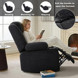 GAOHAPPY Swivel Rocker Recliner Chair, Manual Recliner Single Sofa with Cup Holders and Side Pocket, Chenille Fabric, Upholstered Nursery Rocking Chair for Living Room, Bedroom, Black