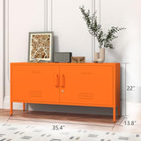 Aiasuit Orange Lockable Metal TV Stand Entertainment Center, Heavy Duty Storage Cabinet Supports 80+ Inch TVs, Multifunctional Media Console for Home Living Room Office 22" H X 35.4" W X 13.8" D Aiasuit