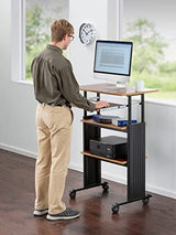 Safco 1929CY MUV Mobile Stand-Up Height-Adjustable Desk,Keyboard Storage, Steel Frame Construction, Durable Melamine Laminate Work Surface, 4 Wheels, Narrow Design Safco