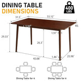 BAKEVE Bamboo Dining Table for 4-6-8 Person- 55'' Solid Wood Kitchen Table, Mid Century Modern Desk, Farmhouse Rectangular Dining Room Table for Living Room, Office, Kitchen and Study (Walnut) Baveke