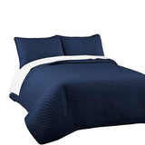 Lush Decor Ava Quilt Diamond Pattern Solid 3 Piece Oversized Bedding Blanket Bedspread Set - Full/Queen - Navy Lush Decor