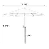 Sunnyglade 7.5' Patio Umbrella Outdoor Table Market Umbrella with Push Button Tilt/Crank, 6 Ribs (Tan) Sunnyglade